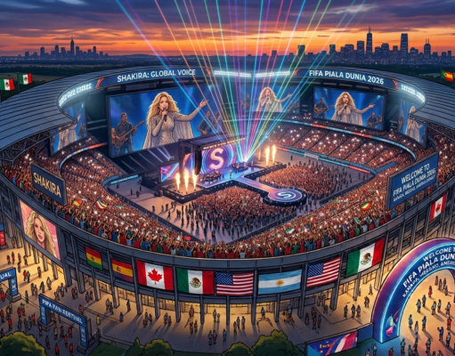 Shakira Tampil Glamor dengan Gaun Kristal Bernuansa Senja di Halftime Show Final Piala Dunia 2026